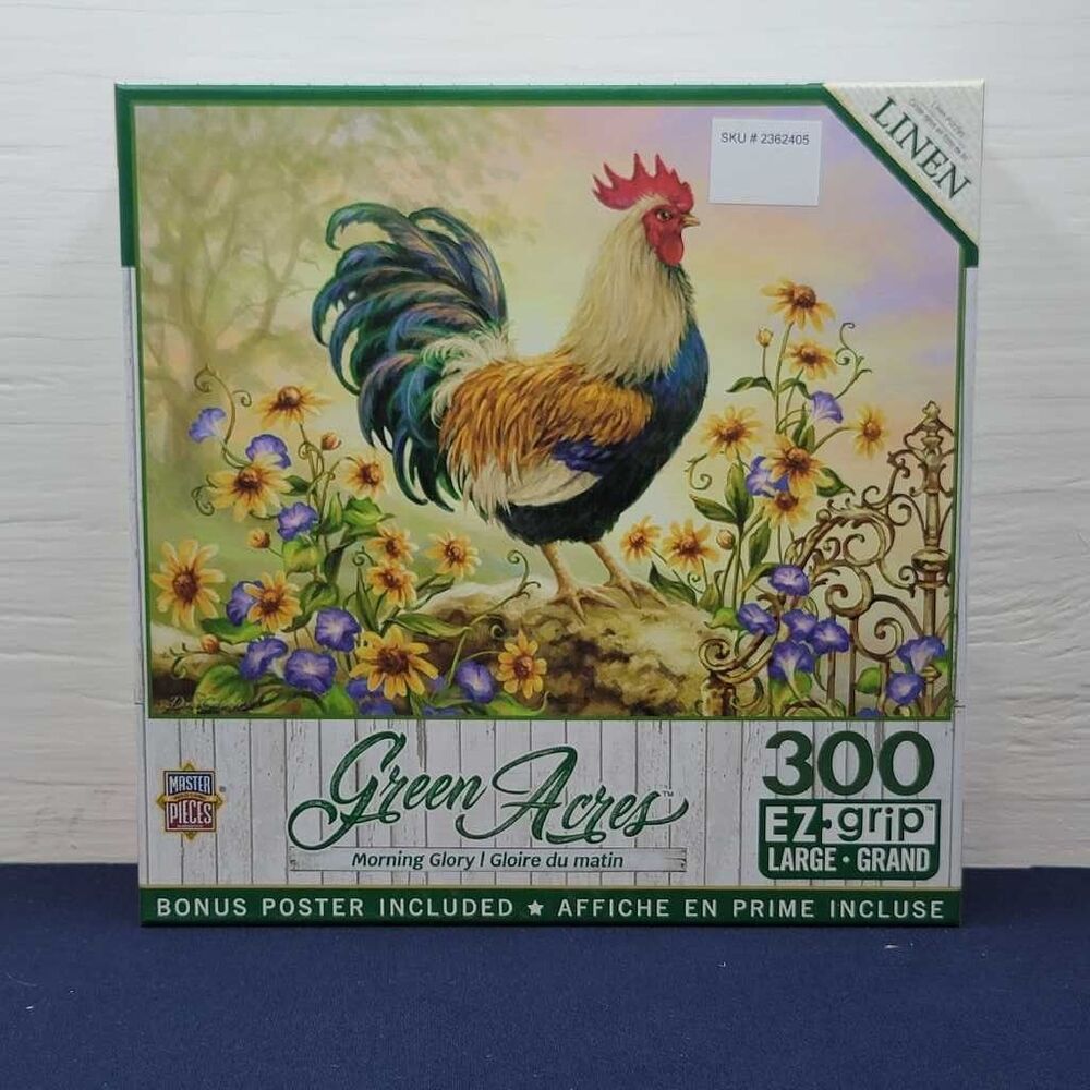 Master Pieces Green Acres Rooster Morning Glory 300 Piece Jigsaw Puzzle